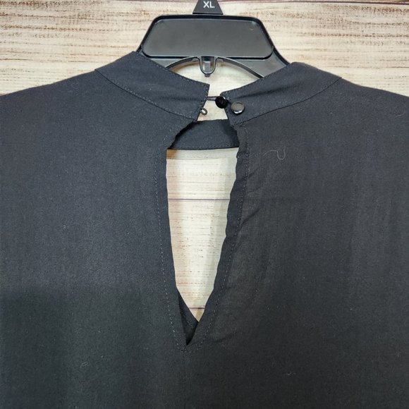 Unique Spectrum V-Neck Black Embroidered Tunic Choke Collar Women's Size XL - Picture 11 of 15